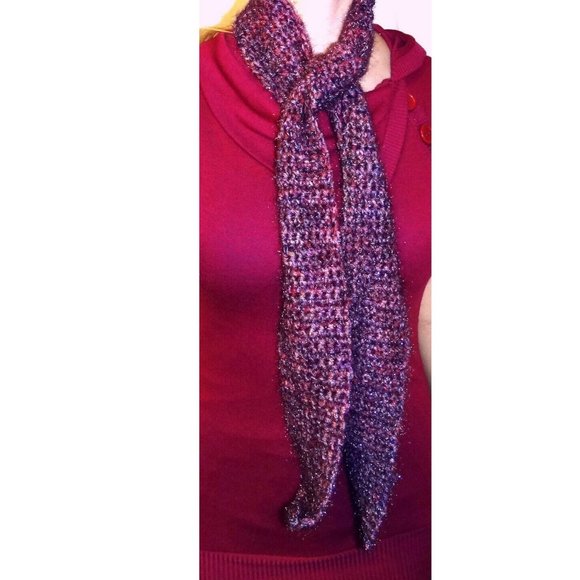 Shiny Pink Purple Boa New Years Eve Party Scarf 60x3 Handmade Crochet Knit New - Picture 7 of 8